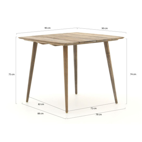 ROUGH-K dining tuintafel 90x90x75cm - Laagste prijsgarantie! afbeelding2 - 1