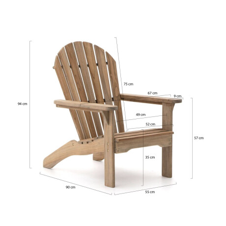 ROUGH-S Adirondack lounge tuinstoel met voetenbank - Laagste prijsgarantie! afbeelding2 - 1