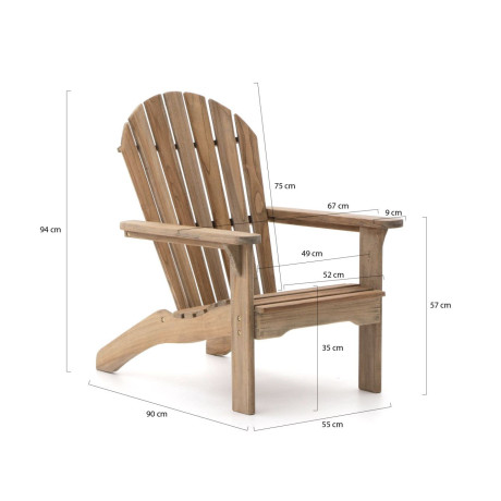 ROUGH-S Adirondack lounge tuinstoel met voetenbank - Laagste prijsgarantie! afbeelding2 - 1