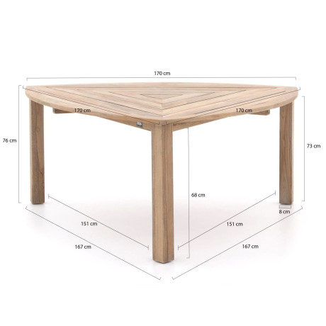 ROUGH-S Triangular dining tuintafel 170x170x170x76cm - Laagste prijsgarantie! afbeelding2 - 1