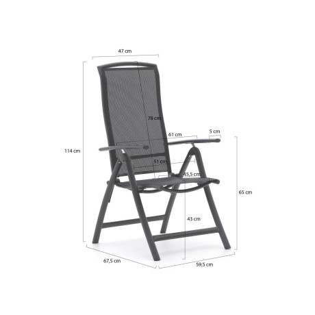 R&S Design Capri/Caluso 160cm dining tuinset 5-delig verstelbaar - Laagste prijsgarantie! afbeelding2 - 1