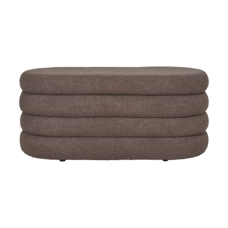 Rumi ovale teddy bankje bruin met opbergruimte - 103 x 45 cm afbeelding2 - 1