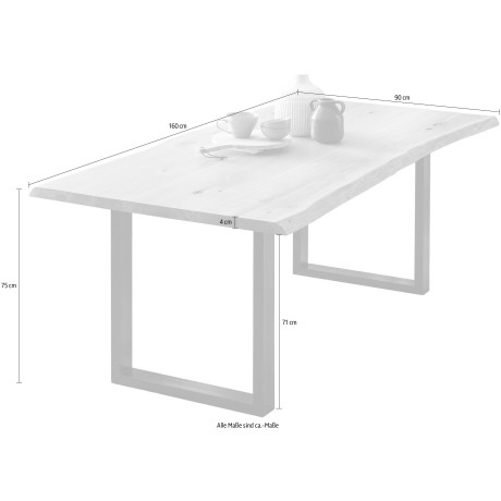 SalesFever Eettafel 40 mm tafelblad van eiken met uv-lak gelakt afbeelding2 - 1