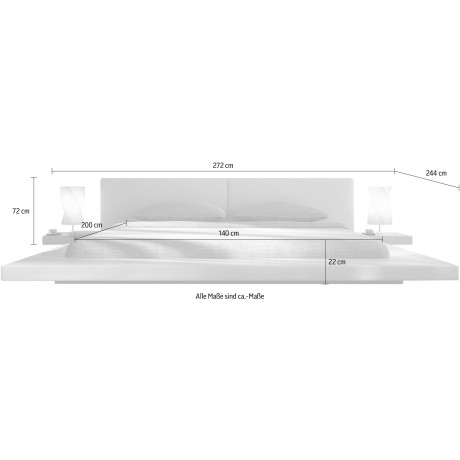 SalesFever Gestoffeerd bed Design bed in een moderne look, lounge bed inclusief nachtkastje afbeelding2 - 1