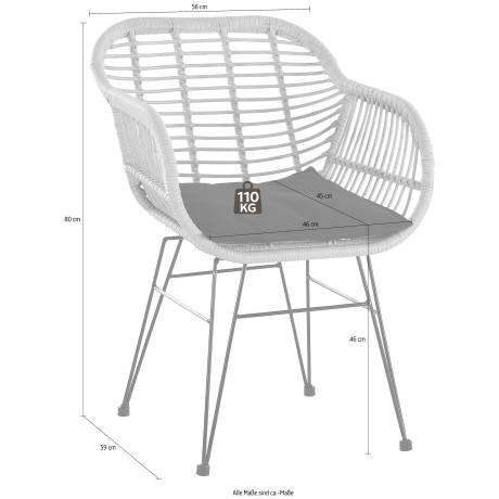 SalesFever Stoel van weerbestendig kunststof vlechtwerk in rotan-look (set, 2 stuks) afbeelding2 - 1