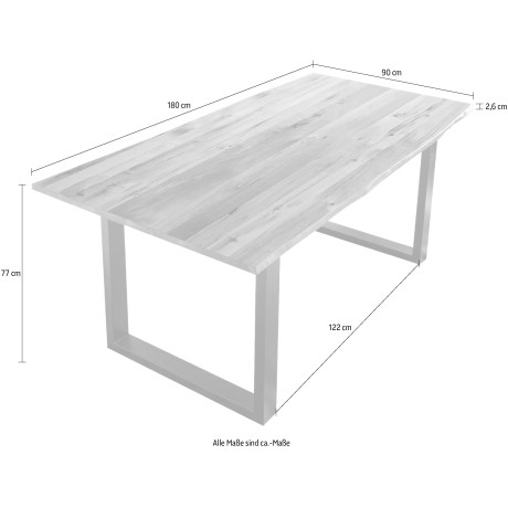 SalesFever Tafel met hout Zichtbaar nervenpatroon en noesten, eettafel van massief hout afbeelding2 - 1