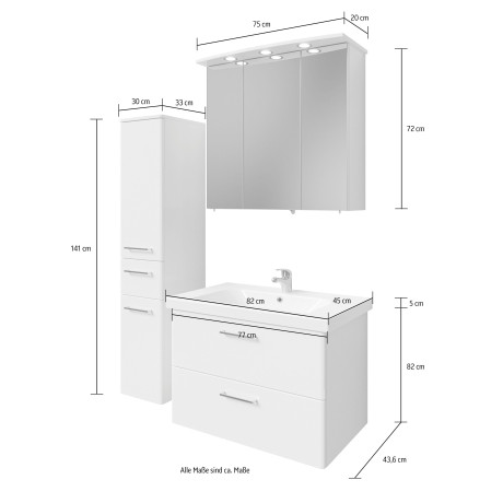 Saphir Badkamerserie Quickset 316 3-delig, keramieken wastafel met led-spiegelkast (4-delig) afbeelding2 - 1