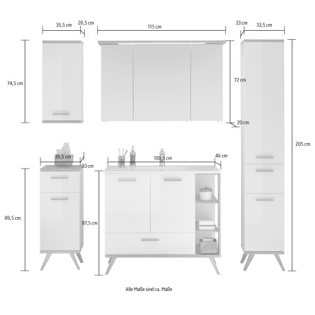 Saphir Badkamerserie Quickset mineraalmarmeren wastafel met led-spiegelkast (6-delig) afbeelding2 - 1