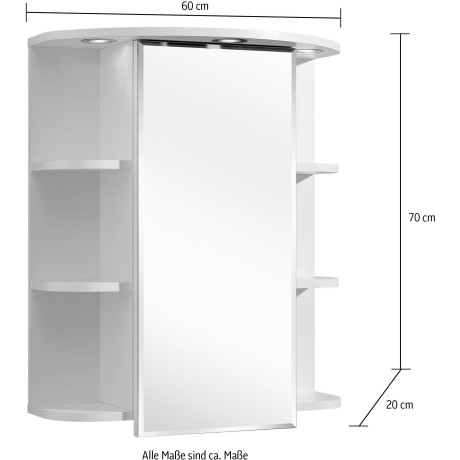 Saphir Badkamerspiegelkast Quickset 335 Badkamermeubel, 1 spiegeldeur, 1 plank, 60 cm breed afbeelding2 - 1