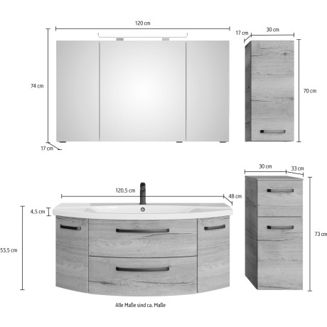 Saphir Badmeubelset Serie 4010 4-delig keramische wastafel met LED-spiegelkast (set) afbeelding2 - 1