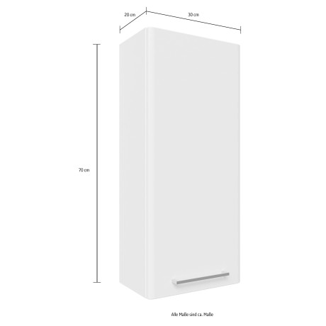 Saphir Hangend kastje Quickset 316 Wandbadkamermeubel 30 cm breed, 1 deuren, 2 planken Badkamer-hangend kastje inclusief deurdemper, grepen in glanzend chroom afbeelding2 - 1