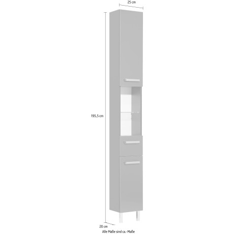 Saphir Hoge kast Quickset 311 Hoge badkamerkast inclusief deurdemper, grepen in glanzend chroom afbeelding2 - 1