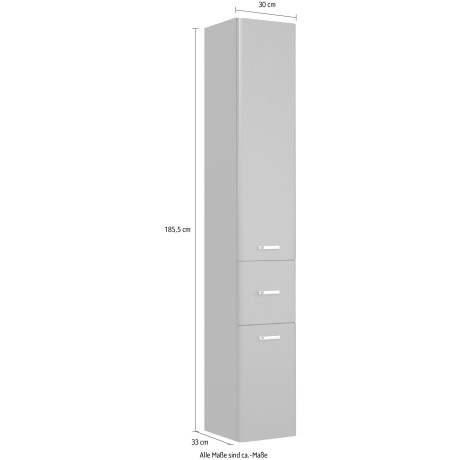 Saphir Hoge kast Quickset 327 Badkamermeubel 30 cm breed, 2 deuren, 1 lade Hoge badkamerkast inclusief deurdemper, grepen in glanzend chroom afbeelding2 - 1