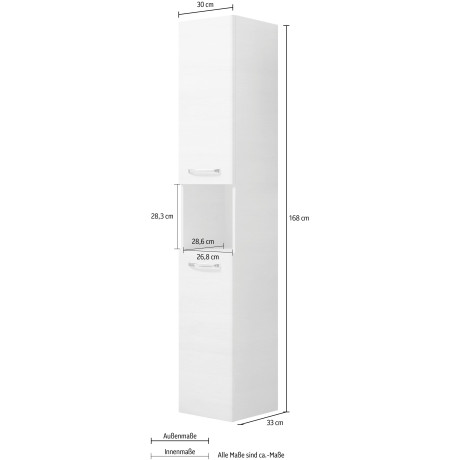 Saphir Hoge kast Quickset 936 Hoge badkamerkast inclusief deurdemper, grepen in glanzend chroom afbeelding2 - 1