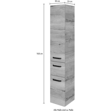 Saphir Hoge kast Serie 4010 badkamerkast 30 cm breed, met 2 deuren en 1 lade afbeelding2 - 1