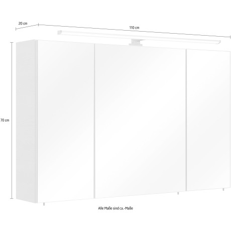 Saphir Spiegelkast Quickset 936 110 cm breed, incl. deurdempers, 3 spiegeldeuren, met stopcontact afbeelding2 - 1