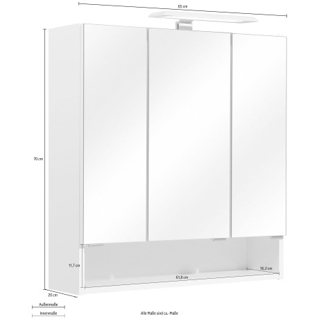 Saphir Spiegelkast Quickset 953 inclusief ledverlichting, deurdemper, stopcontact met schakelaar afbeelding2 - 1