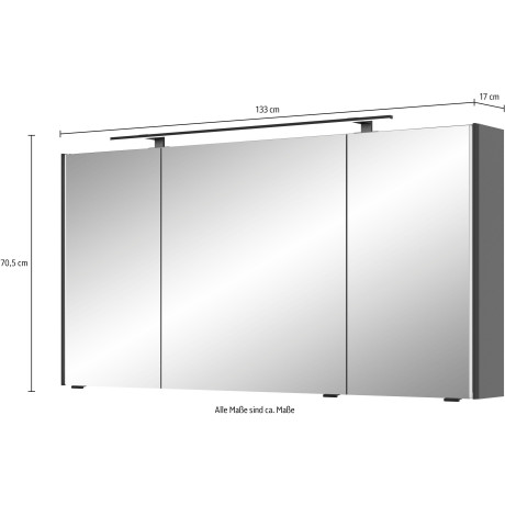 Saphir Spiegelkast Serie 7045 badkamer-spiegelkast inclusief ledverlichting, 3 deuren afbeelding2 - 1