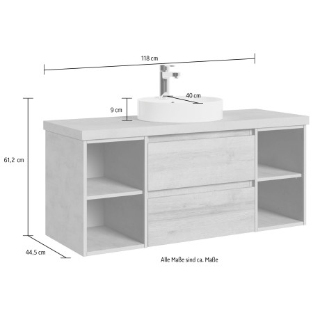 Saphir Wastafelonderkast Serie 4035 keramieken opzetwasbak met onderkast, 118 cm breed afbeelding2 - 1