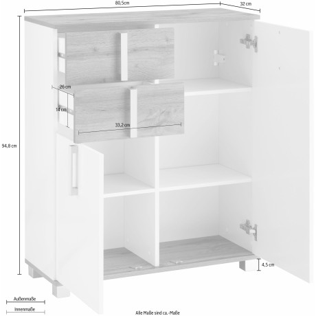 Schildmeyer Badkamerkast Kampen Breedte 80,6 cm, met metalen handgrepen, deuren met soft-closetechniek afbeelding2 - 1