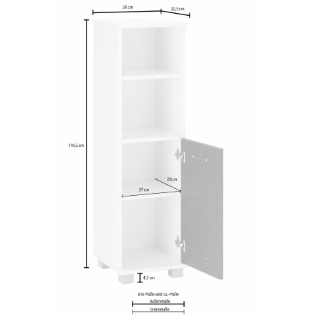 Schildmeyer Halfhoge kast Palermo, Made in Germany Breedte 30 cm, verstelbare plank, aan te passen draairichting afbeelding2 - 1