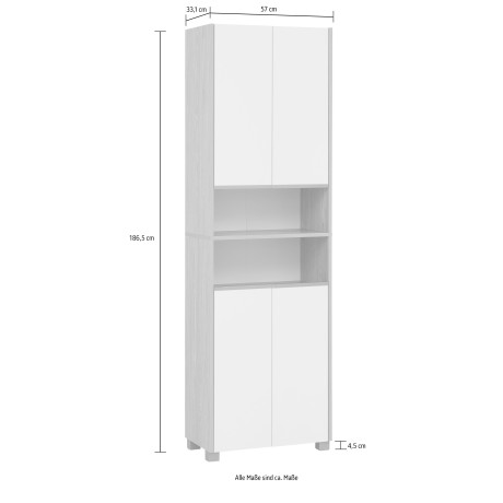 Schildmeyer Hoge kast Juba breedte 57,0 cm Lichteiken decor met voelbare houtstructuur, beslag van metaal afbeelding2 - 1