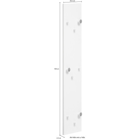 Schildmeyer Kapstokpaneel Bjarne, breedte 24 cm Met 9 kledinghaken, deels in houtlook afbeelding2 - 1