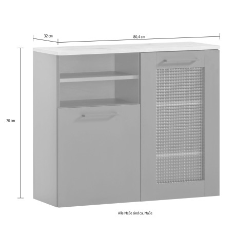 Schildmeyer Onderkast Malte breedte 80,0 cm met voelbare houtstructuur, rechterdeur met glasinzet afbeelding2 - 1