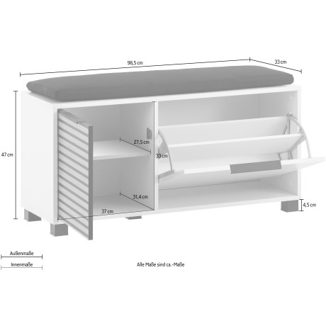 Schildmeyer Schoenenkast Loft, breedte 98 cm Front met akoestisch print, inclusief decoratiekussens afbeelding2 - 1