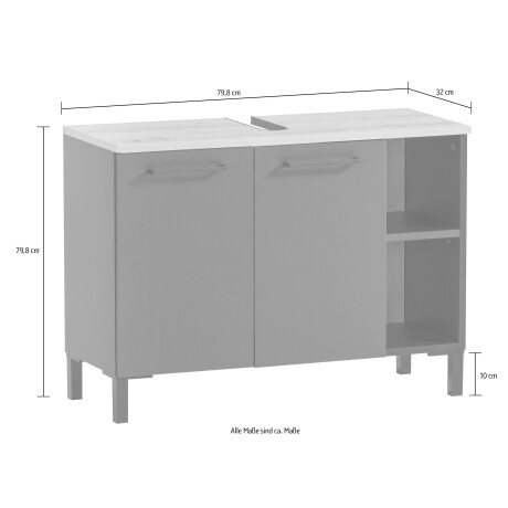 Schildmeyer Wastafelonderkast Breedte 80,0 cm met voelbare houtstructuur, bovenblad met sifonuitsparing afbeelding2 - 1