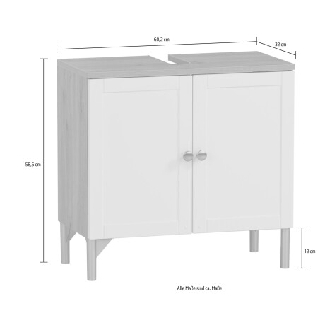 Schildmeyer Wastafelonderkast Jesper breedte 60,2 cm Deuren in landhuis-look, greep en beslag van metaal afbeelding2 - 1