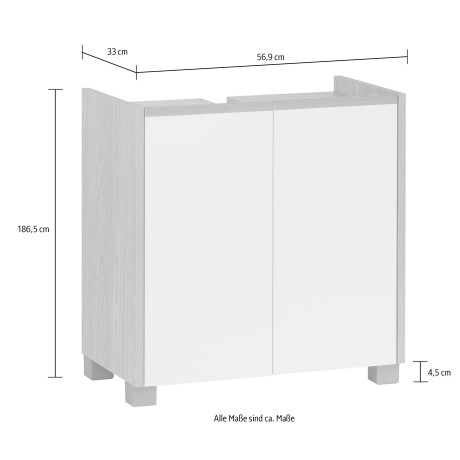 Schildmeyer Wastafelonderkast Juba breedte 56,9 cm Lichteiken decor met voelbare houtstructuur, beslag van metaal afbeelding2 - 1