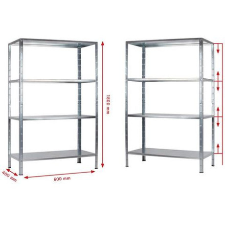 SCHULTE Regalwelt Stellingkast Montagesysteem basiskast Metaal verzinkt, 1800x600x400 mm, 4 planken afbeelding2 - 1