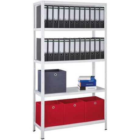 SCHULTE Regalwelt Stellingkast Montagesysteem basiskast Metaal wit, 2000x1000x350 mm, 5 planken afbeelding2 - 1