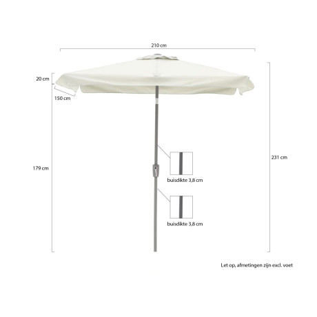 Shadowline Aruba parasol 210x150cm - Laagste prijsgarantie! afbeelding2 - 1