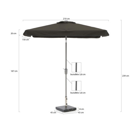 Shadowline Aruba parasol 210x150cm - Laagste prijsgarantie! afbeelding2 - 1