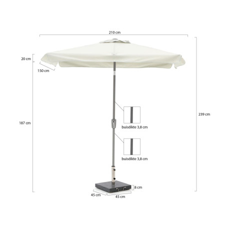 Shadowline Aruba parasol 210x150cm - Laagste prijsgarantie! afbeelding2 - 1