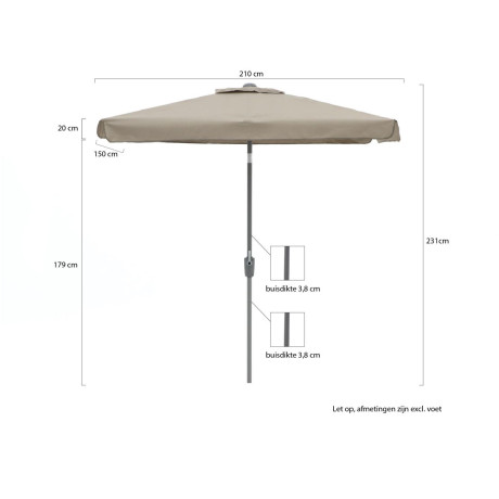 Shadowline Aruba parasol 210x150cm - Laagste prijsgarantie! afbeelding2 - 1