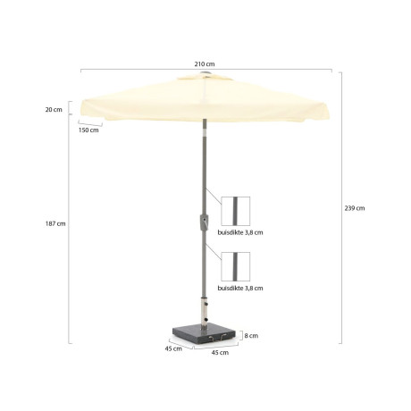 Shadowline Aruba parasol 210x150cm - Laagste prijsgarantie! afbeelding2 - 1