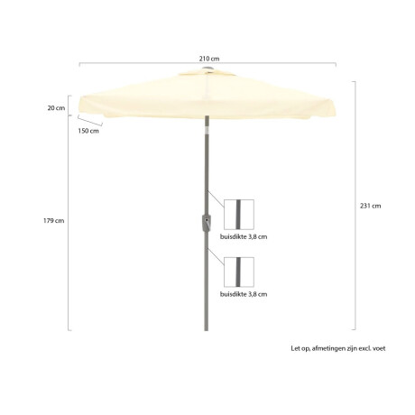 Shadowline Aruba parasol 210x150cm - Laagste prijsgarantie! afbeelding2 - 1