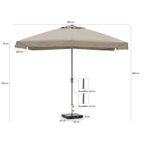 Shadowline Aruba parasol 300x200cm - Laagste prijsgarantie! afbeelding2 - 1