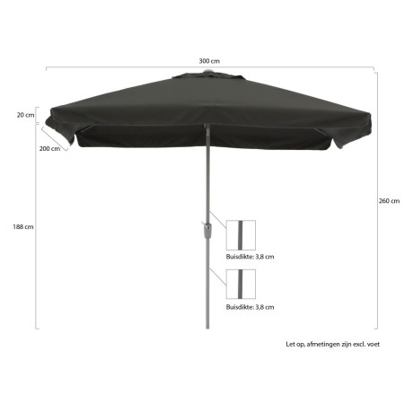 Shadowline Aruba parasol 300x200cm - Laagste prijsgarantie! afbeelding2 - 1