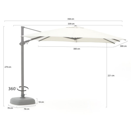 Shadowline Austin zweefparasol 300x300cm - Laagste prijsgarantie! afbeelding2 - 1