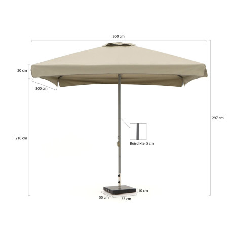 Shadowline Bonaire parasol 300x300cm - Laagste prijsgarantie! afbeelding2 - 1