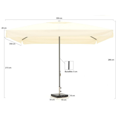 Shadowline Bonaire parasol 350x350cm - Laagste prijsgarantie! afbeelding2 - 1