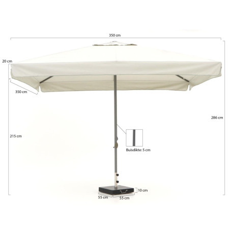 Shadowline Bonaire parasol 350x350cm - Laagste prijsgarantie! afbeelding2 - 1