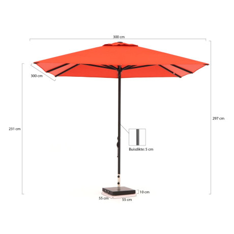 Shadowline Cuba parasol 300x300cm - Laagste prijsgarantie! afbeelding2 - 1