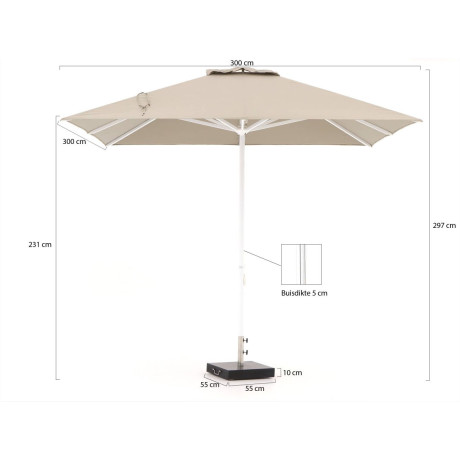 Shadowline Cuba parasol 300x300cm - Laagste prijsgarantie! afbeelding2 - 1