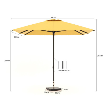 Shadowline Cuba parasol 300x300cm - Laagste prijsgarantie! afbeelding2 - 1