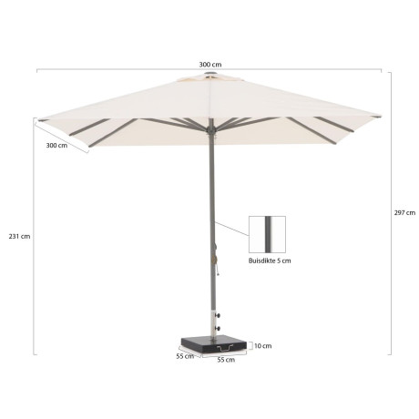 Shadowline Cuba parasol 350x350cm - Laagste prijsgarantie! afbeelding2 - 1